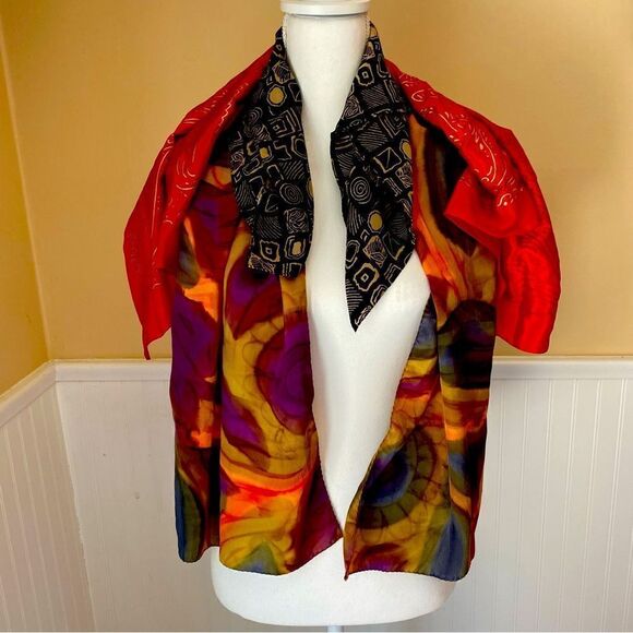 Silk Scarf Lot 3 Three Scarves Vintage - Picture 1 of 11